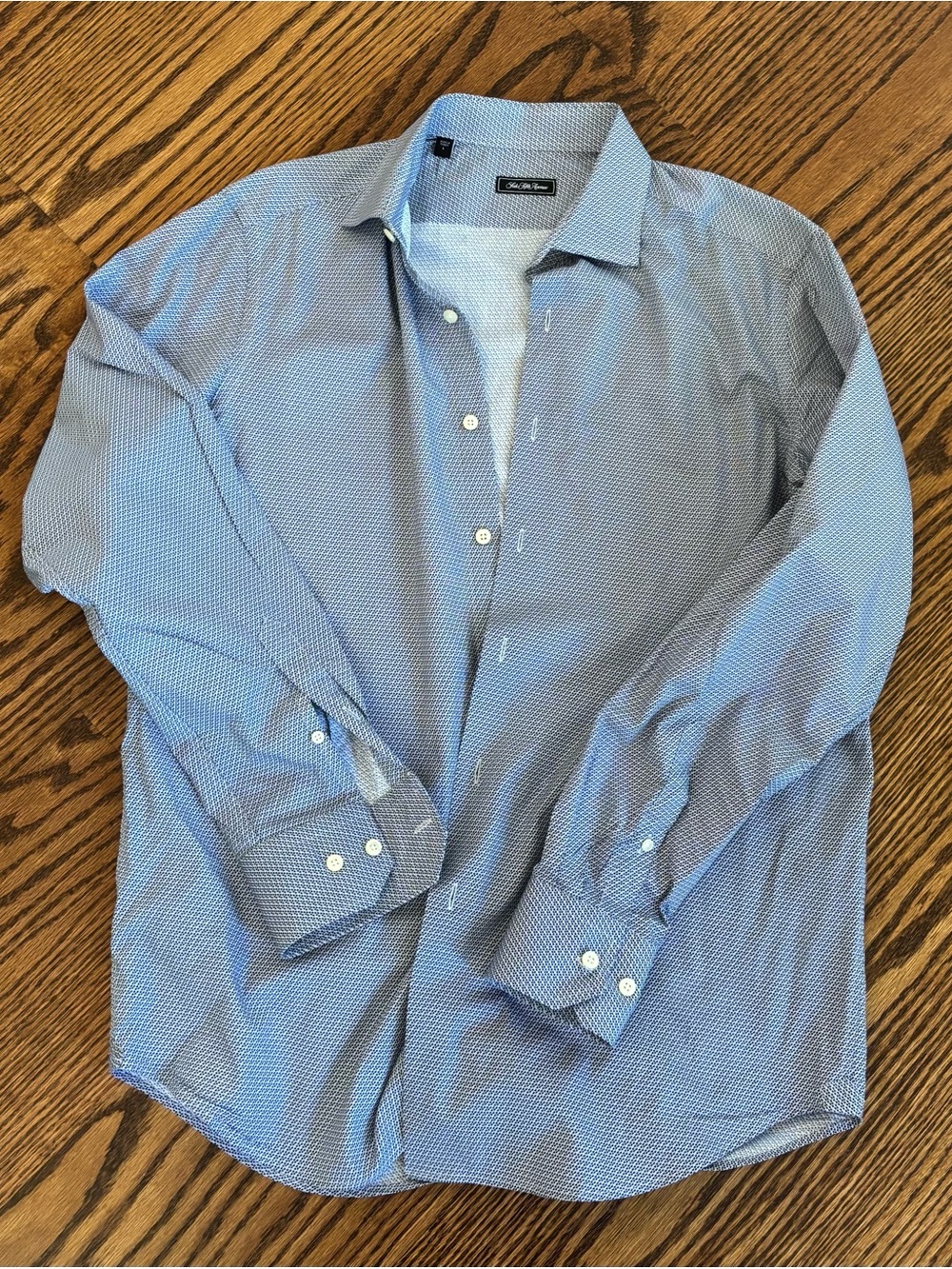 Saks Fifth Avenue Light Blue Micro-Pattern Dress Shirt